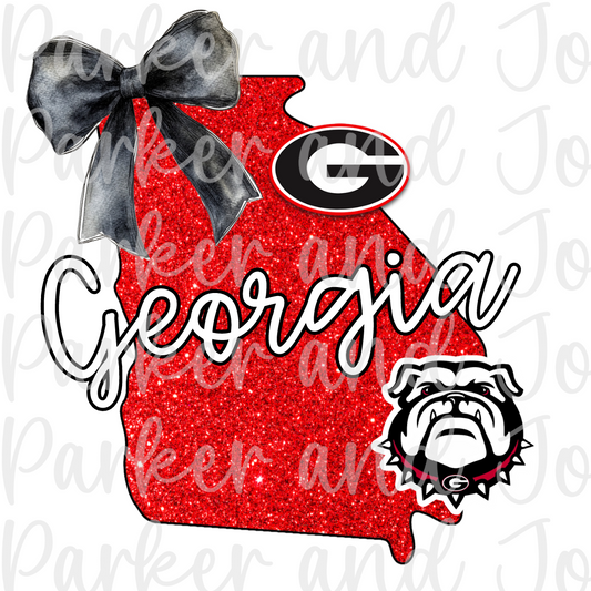 Georgia Bulldogs Faux Glitter State PNG File