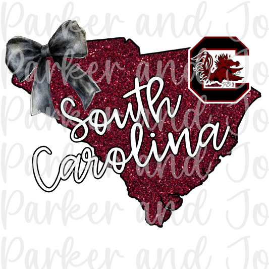 South Carolina Gamecocks Faux Glitter State PNG File