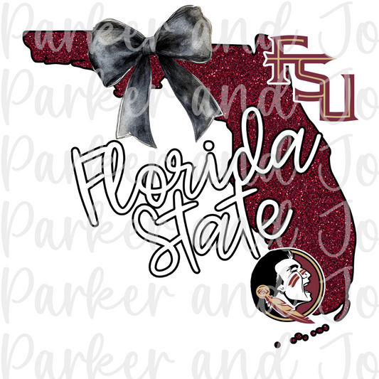 Florida State Seminoles Faux Glitter State PNG File