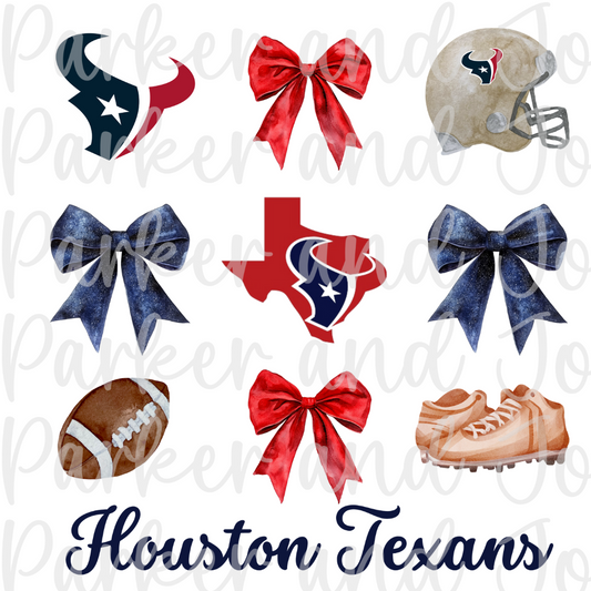 Houston Texans Trendy Coquette Bow Football PNG File