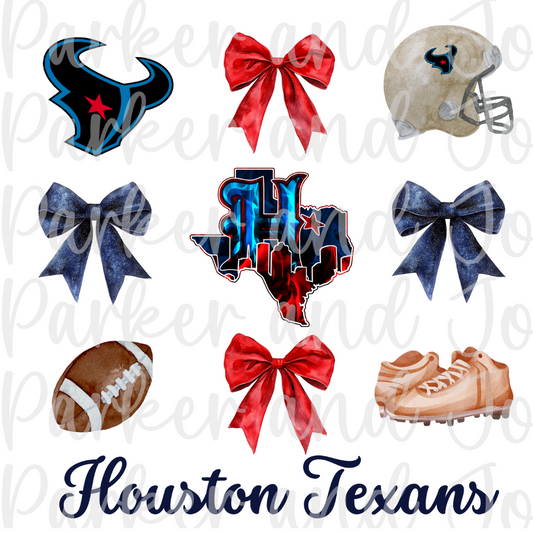 Houston Texans Trendy Coquette Bow Football PNG File