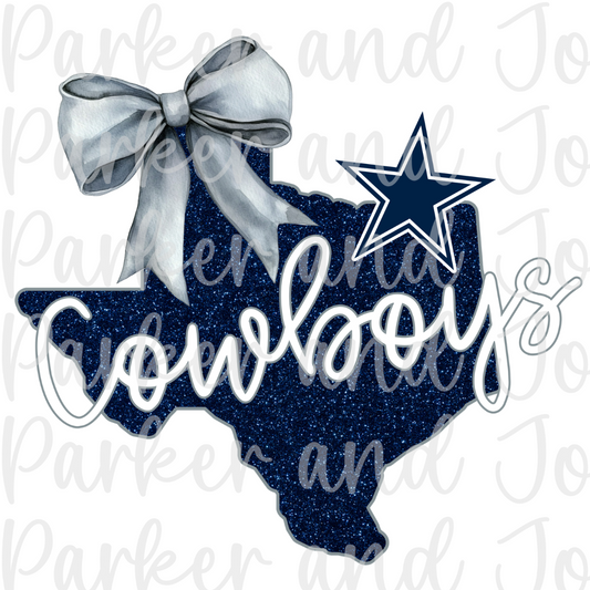 Dallas Cowboys Faux Glitter State PNG