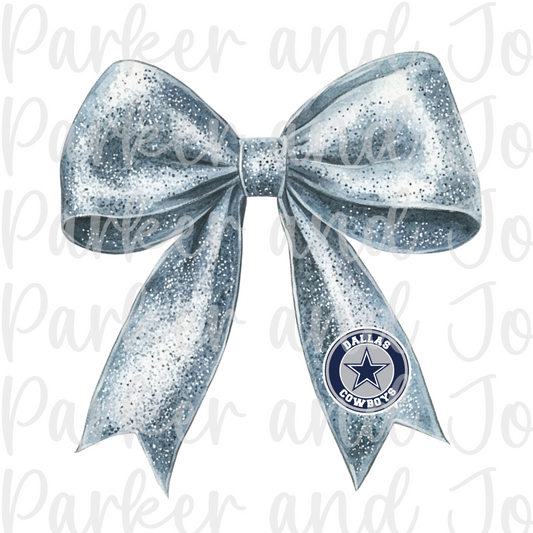 Dallas Cowboys Glitter Silver Bow PNG