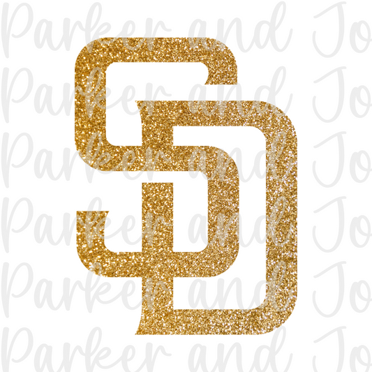 San Diego Padres Gold Glitter SD Png