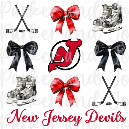 New Jersey Hockey Coquette Bow PNG