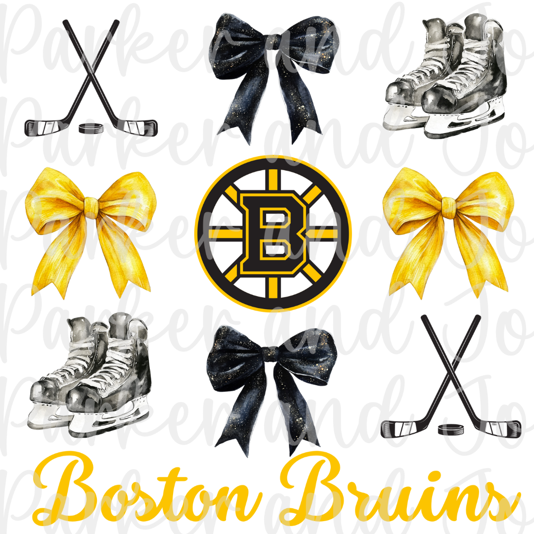 Boston Hockey Coquette Bow PNG