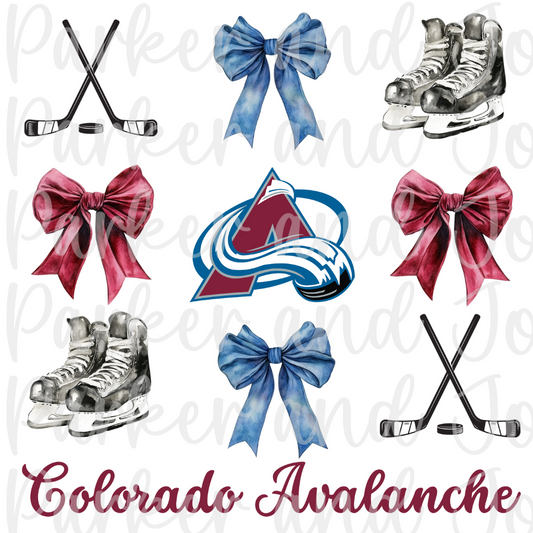 Colorado Hockey Coquette Bow PNG