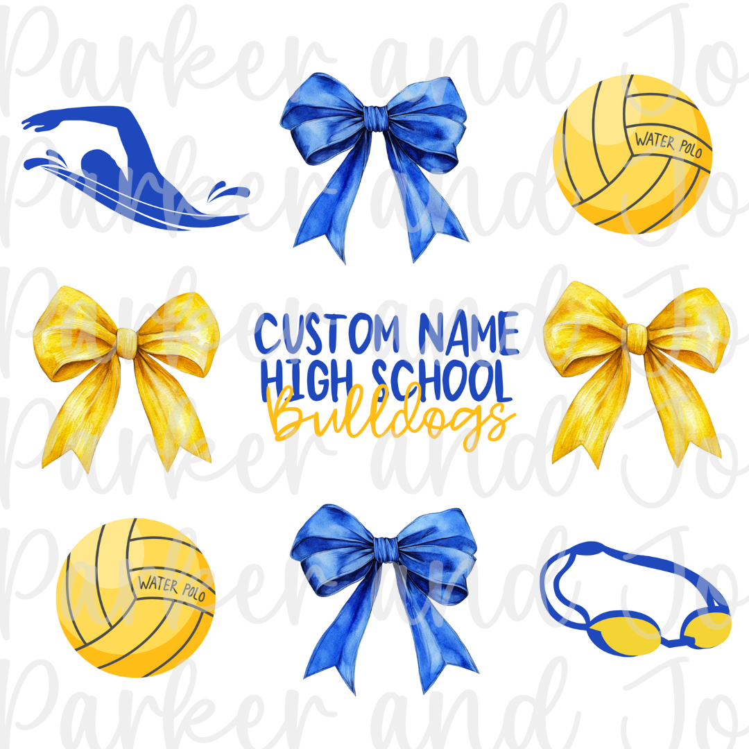 CUSTOM Swim and Water Polo Coquette Bow PNG File