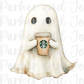 Ghost with Starbucks Cup PNG