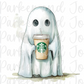 Ghost with Starbucks Cup PNG