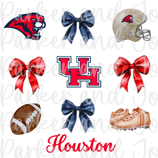 University of Houston Cougars Trendy Coquette Bow Football PNG File