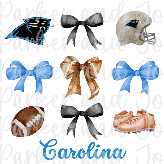 Carolina Panthers Trendy Coquette Bow Football PNG File