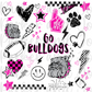 Go Bulldogs Pink & Black Preppy Collage Football PNG File