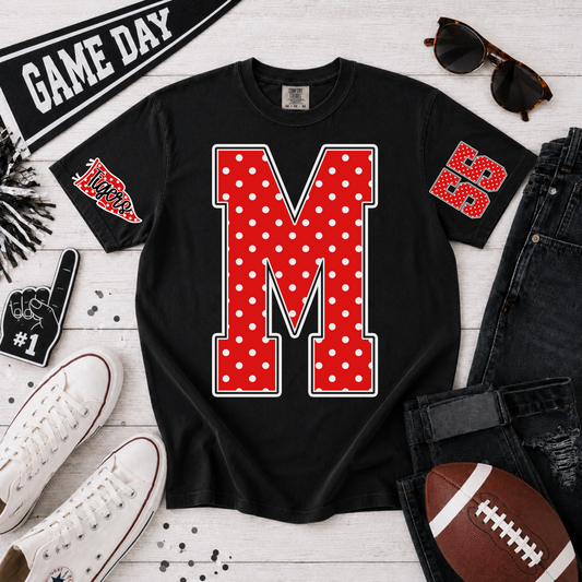 Polka Dot Varsity Monogram Editable Template | *blank mockup included