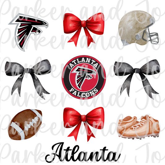 Atlanta Falcons Trendy Coquette Bow Football PNG File