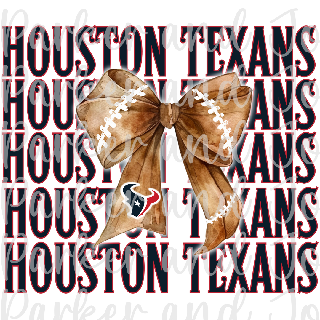 Houston Texans Trendy Coquette Bow Football PNG File