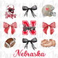 Nebraska Huskers Trendy Coquette Bow Football PNG File