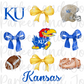 Kansas Jayhawks Trendy Coquette Bow Football PNG File