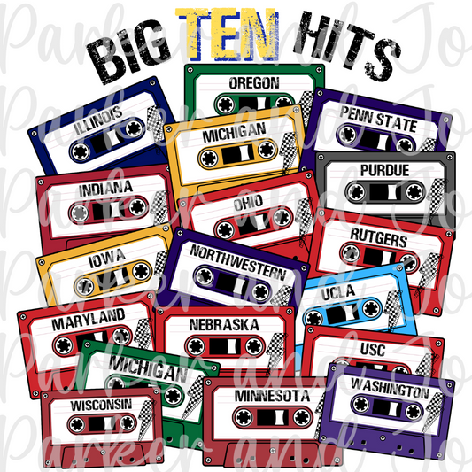 Big 10 Hits Cassette Tape Football PNG File