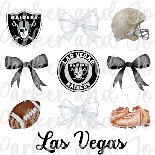 Las Vegas Raiders Trendy Coquette Bow Football PNG File