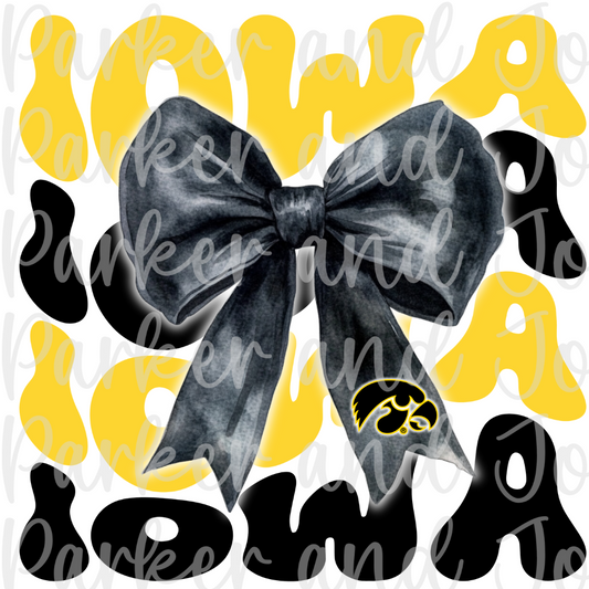 Iowa Hawkeyes Trendy Coquette Bow Football PNG File