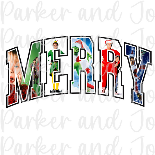 Merry Christmas Movies Black Outline PNG