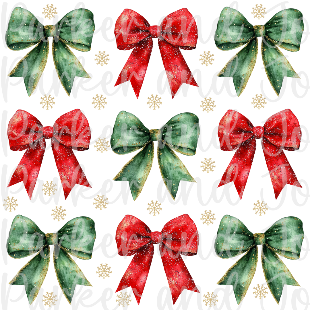 Red & Green Christmas Coquette Bows PNG