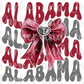 Alabama Crimson Roll Tide Trendy Coquette Bow Football PNG File