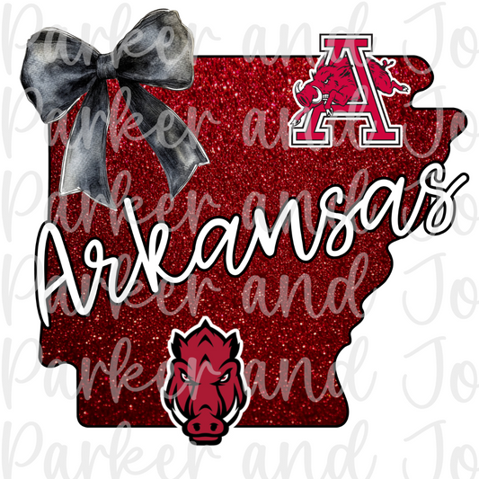 Arkansas Faux Glitter State PNG File