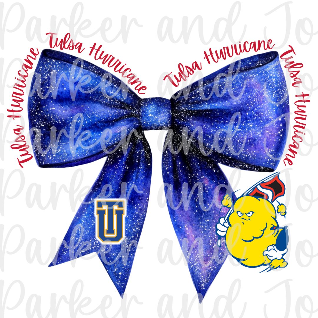 University of Tulsa Hurricane Trendy Coquette Bow Football PNG File