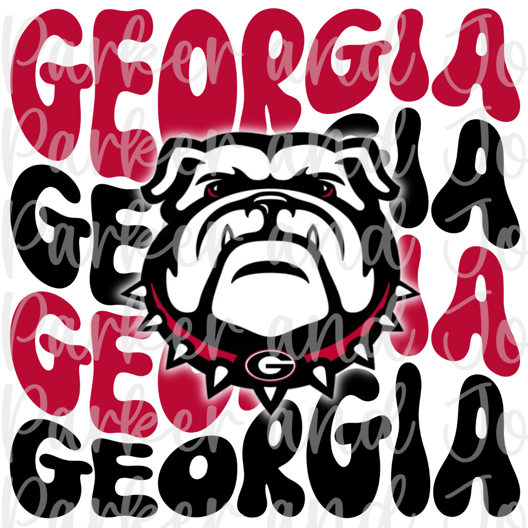 University of Georgia Bulldogs UGA Wavy Text PNG File