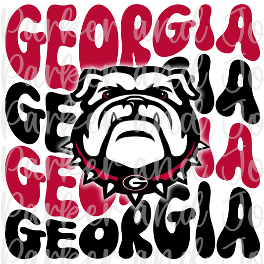 University of Georgia Bulldogs UGA Wavy Text PNG File