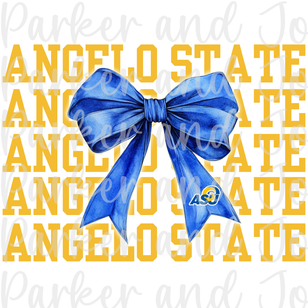 Angelo State University Trendy Coquette Bow PNG File