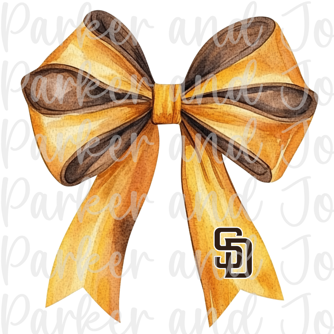 San Diego Padres Watercolor Bow PNG