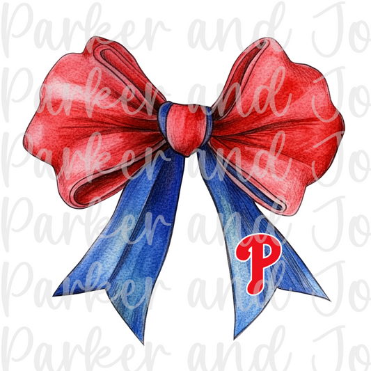 Philadelphia Phillies Watercolor Bow PNG