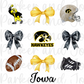 Iowa Hawkeyes Trendy Coquette Bow Football PNG File