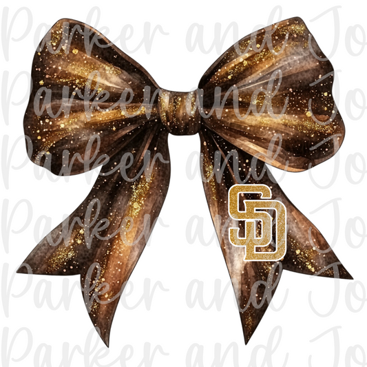 San Diego Padres Brown Glitter Bow PNG