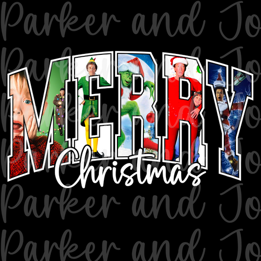 Merry Christmas Movies White Outline PNG