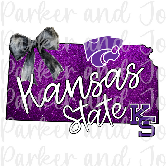 Kansas State Faux Glitter State PNG File