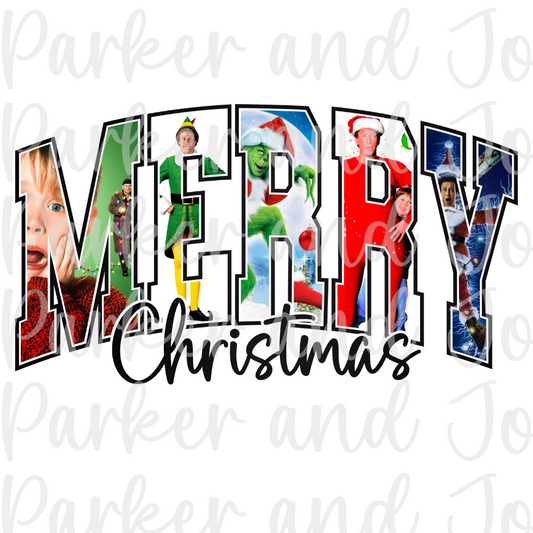 Merry Christmas Movies Black Outline PNG