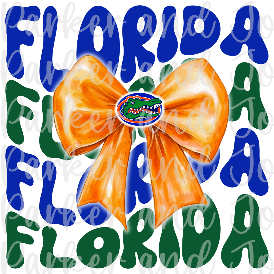 Florida Gators Trendy Coquette Bow Football PNG File