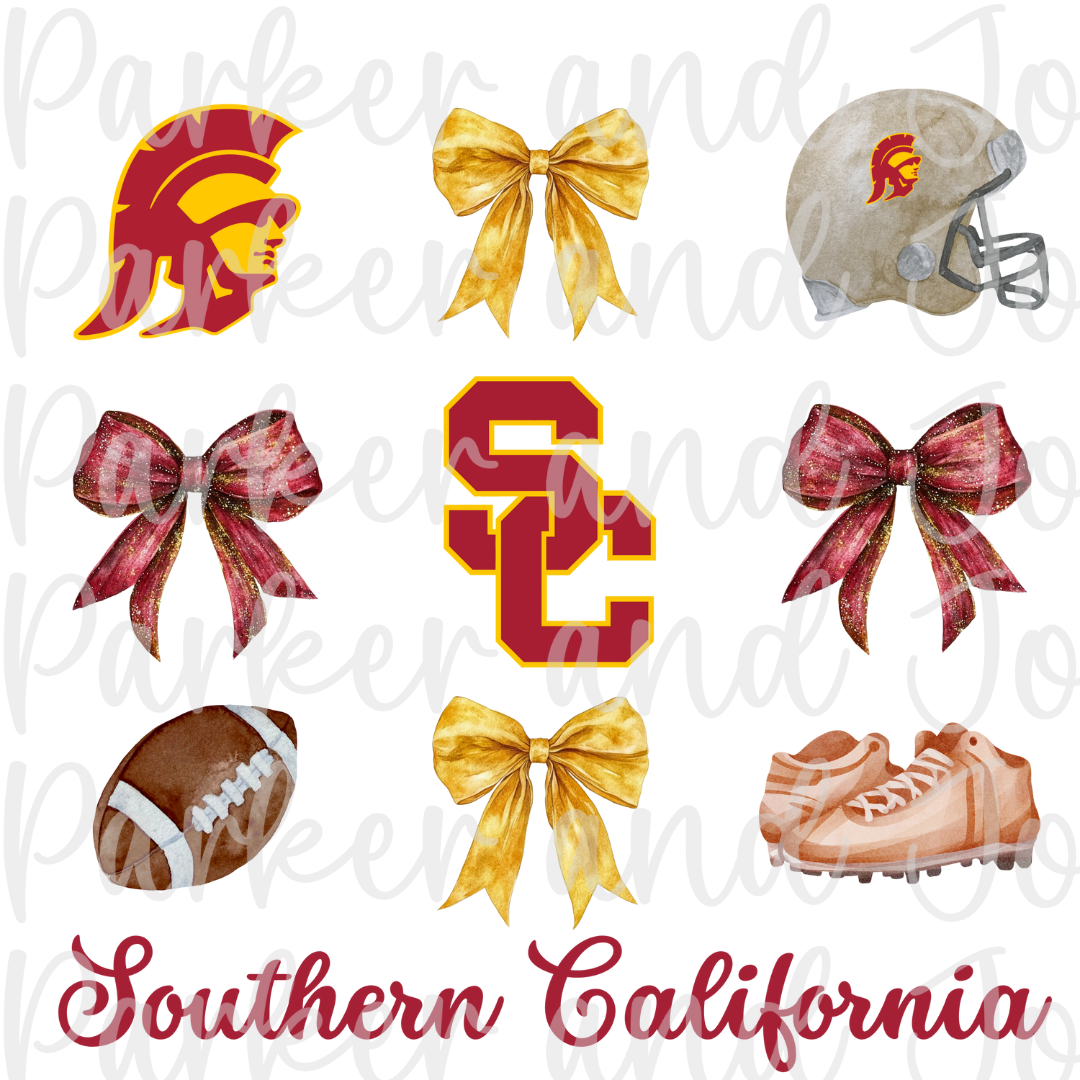 USC Trojans Trendy Coquette Bow Football PNG File