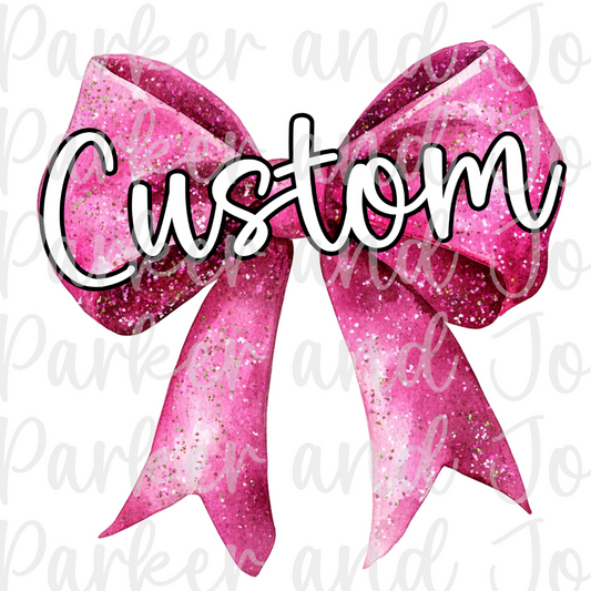 CUSTOM Pink Glitter Bow PNG File