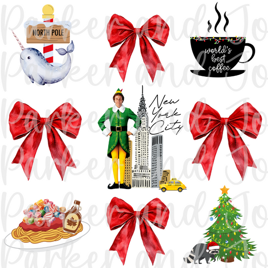 Buddy the Elf with Bows PNG