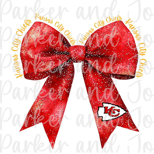 Kansas City Chiefs Trendy Coquette Bow Football PNG File