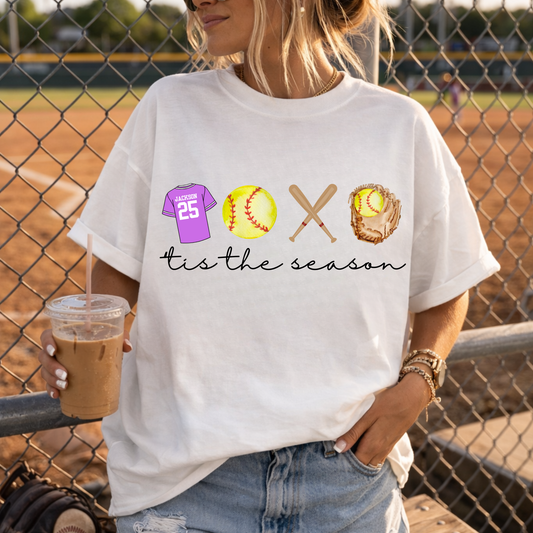 tis the season softball with glove editable canva template
