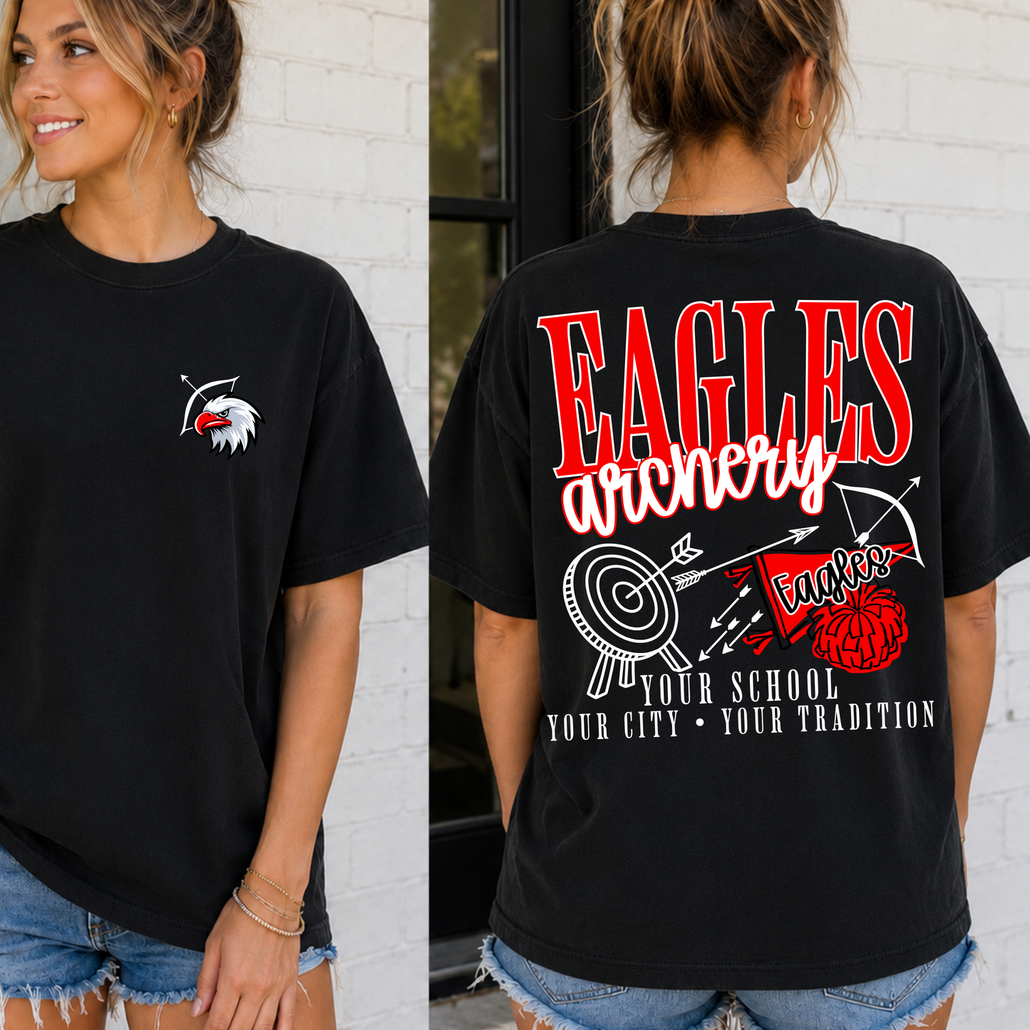 archery School Spirit Mascot Editable Template | *Video Tutorial & Blank Mockup Included