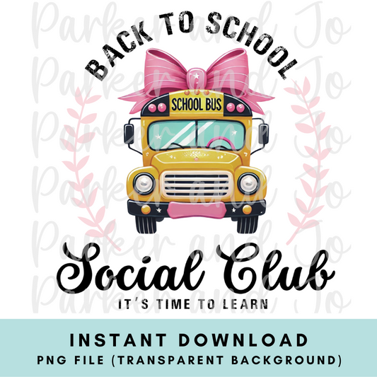 Back to School Social Club School Bus PNG File