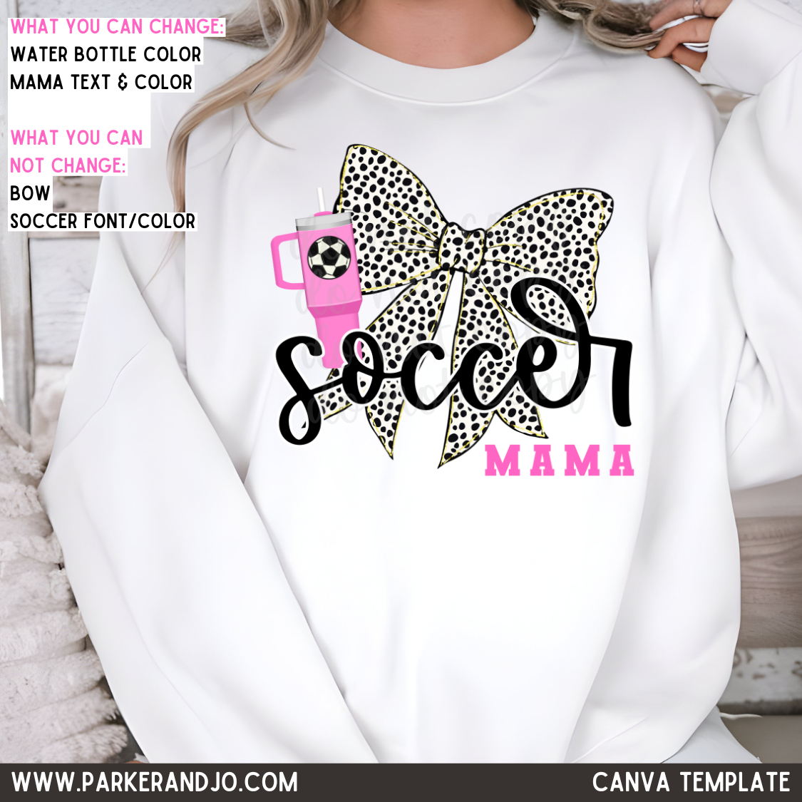 Soccer Mama Dotted Bow Canva Template