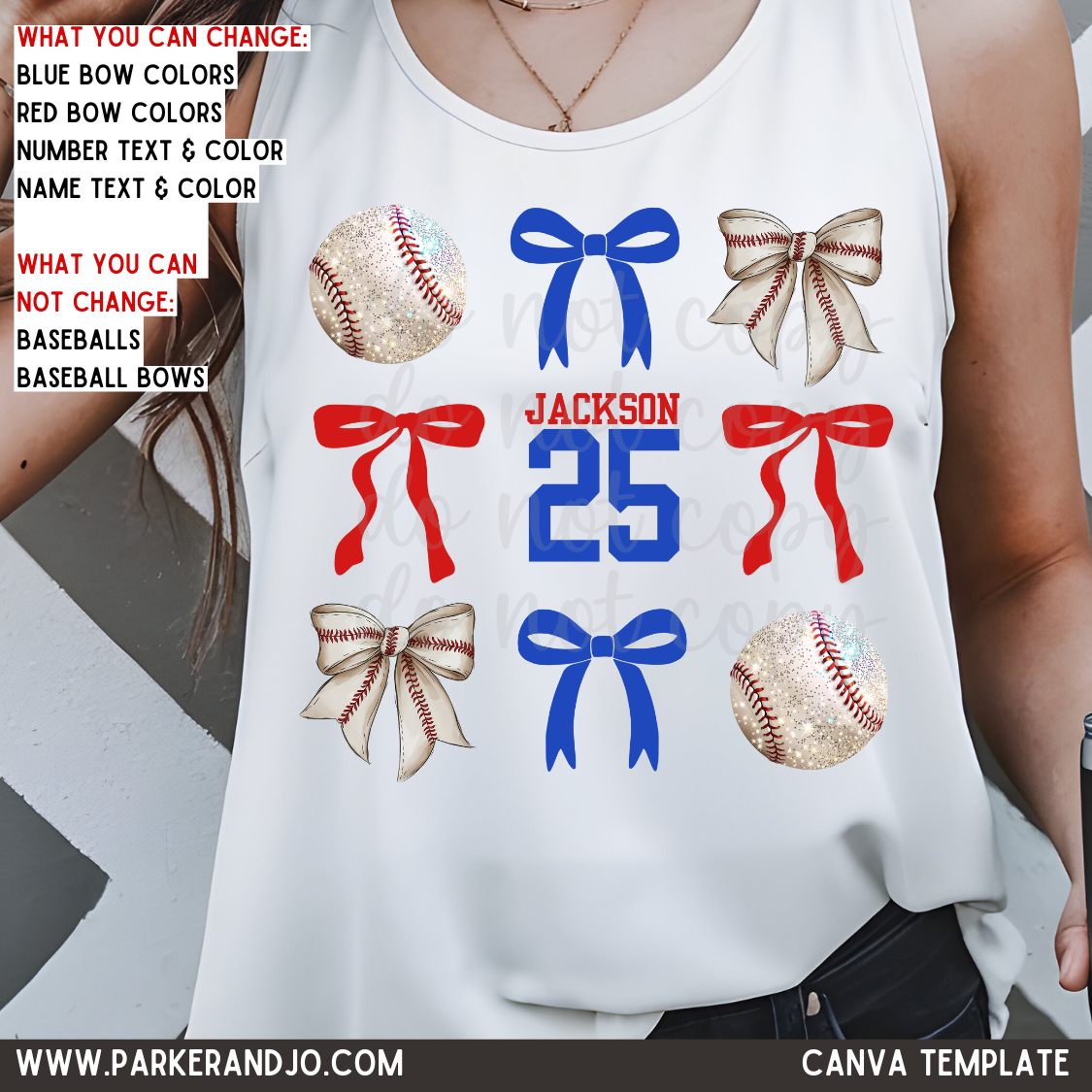 Custom Baseball and Bows Canva Template